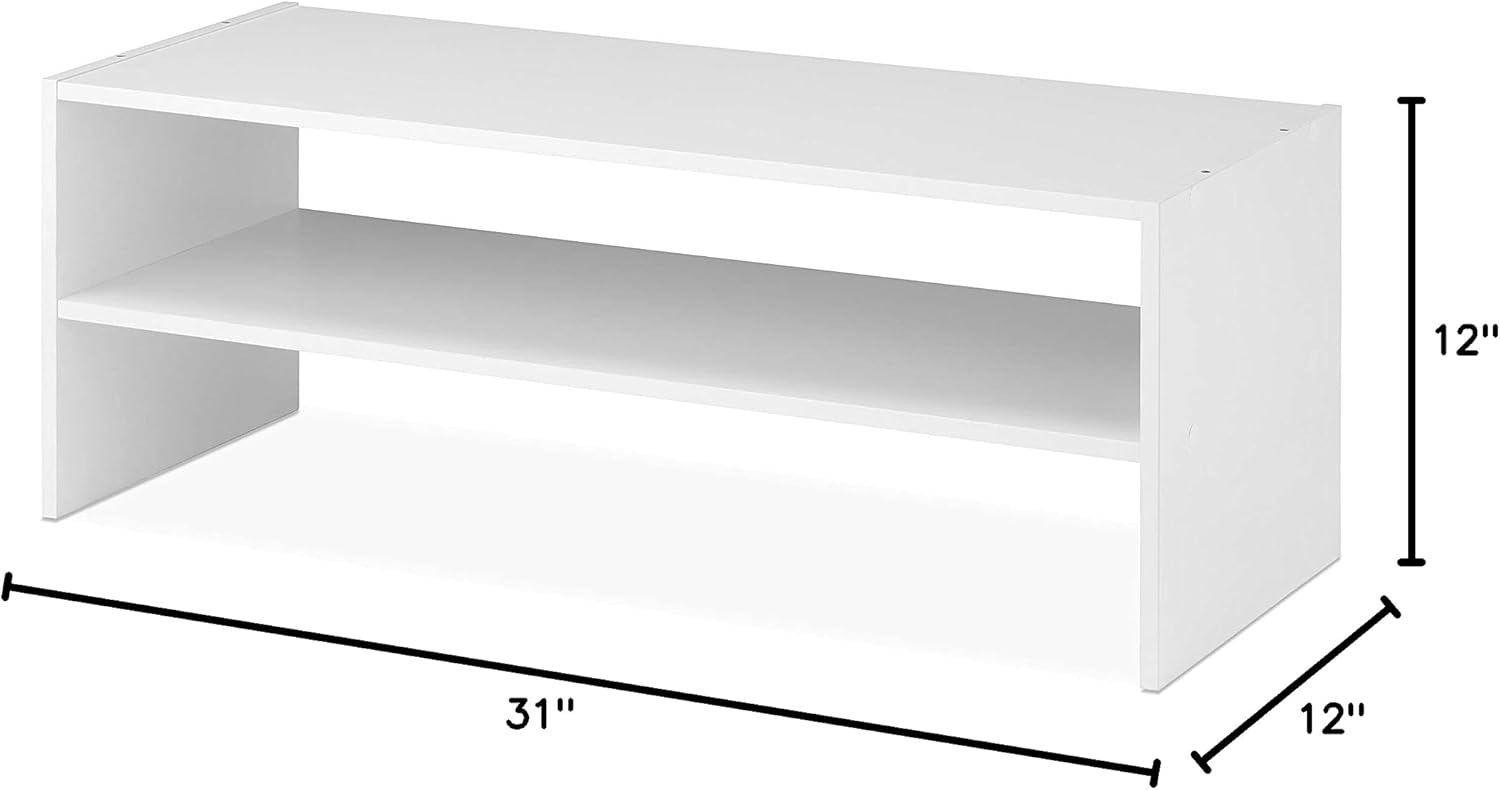 Whitmor Stackable 31" Extra Wide 2-Shelf Storage Organizer, White - Image 4