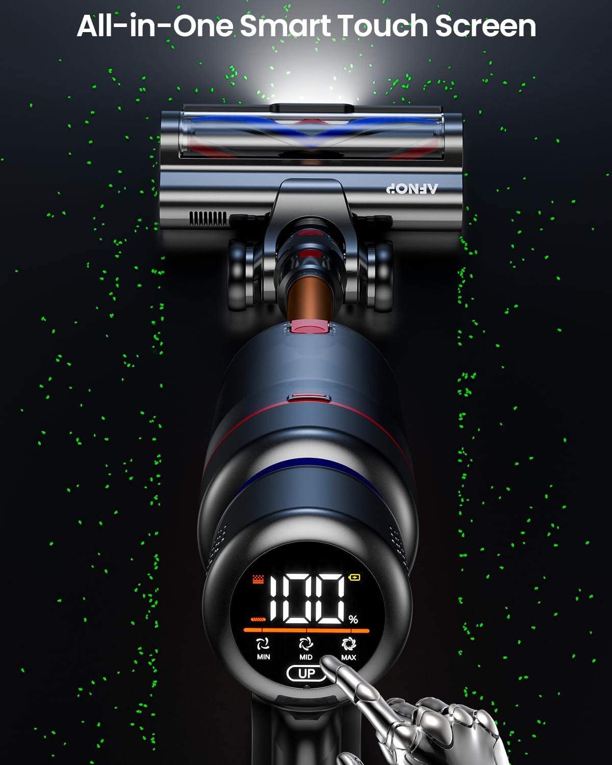 Cordless Vacuum Cleaner, 45Kpa 550W 65Mins Vacuum Cleaners for Home, Stick Vacuum with LED Touch Screen, Anti-tangle Wireless Vacuum, Rechargeable Cordless Vacuum for Pet Hair, Carpet, Hardwood Floor - Image 4