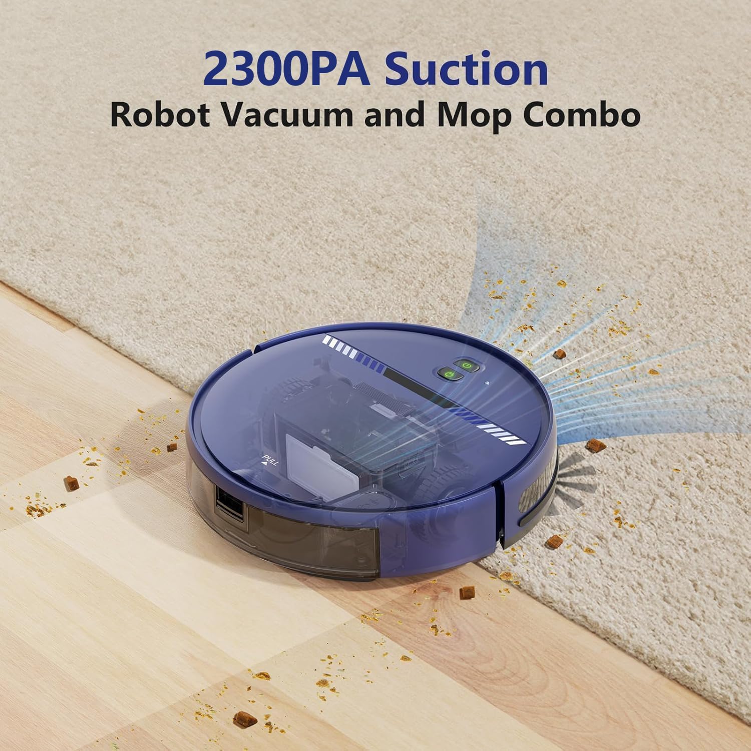 Robot Vacuum and Mop Combo, WiFi/App/Voice, Robotic Vacuum Cleaner with Schedule, 2 in 1 Mopping Robot Vacuum with Water Tank and Dustbin, Self-Charging, Slim, Ideal for Hard Floor, Pet Hair, Carpet - Image 6