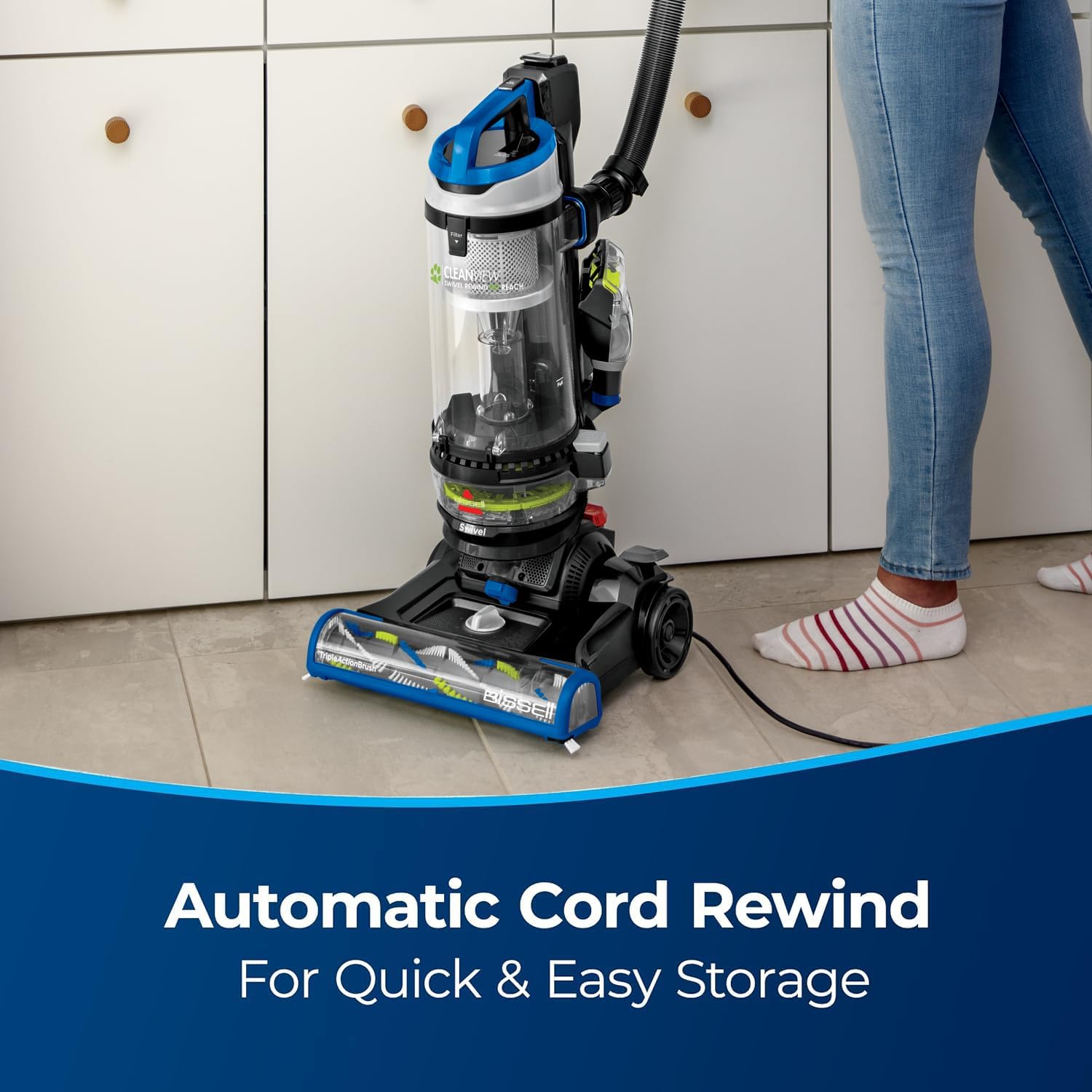 Bissell CleanView Swivel Rewind Pet Reach Vacuum Cleaner, with Quick Release Wand, Swivel Steering and Automatic Cord Rewind, 3197A (Color May Vary) - Image 6