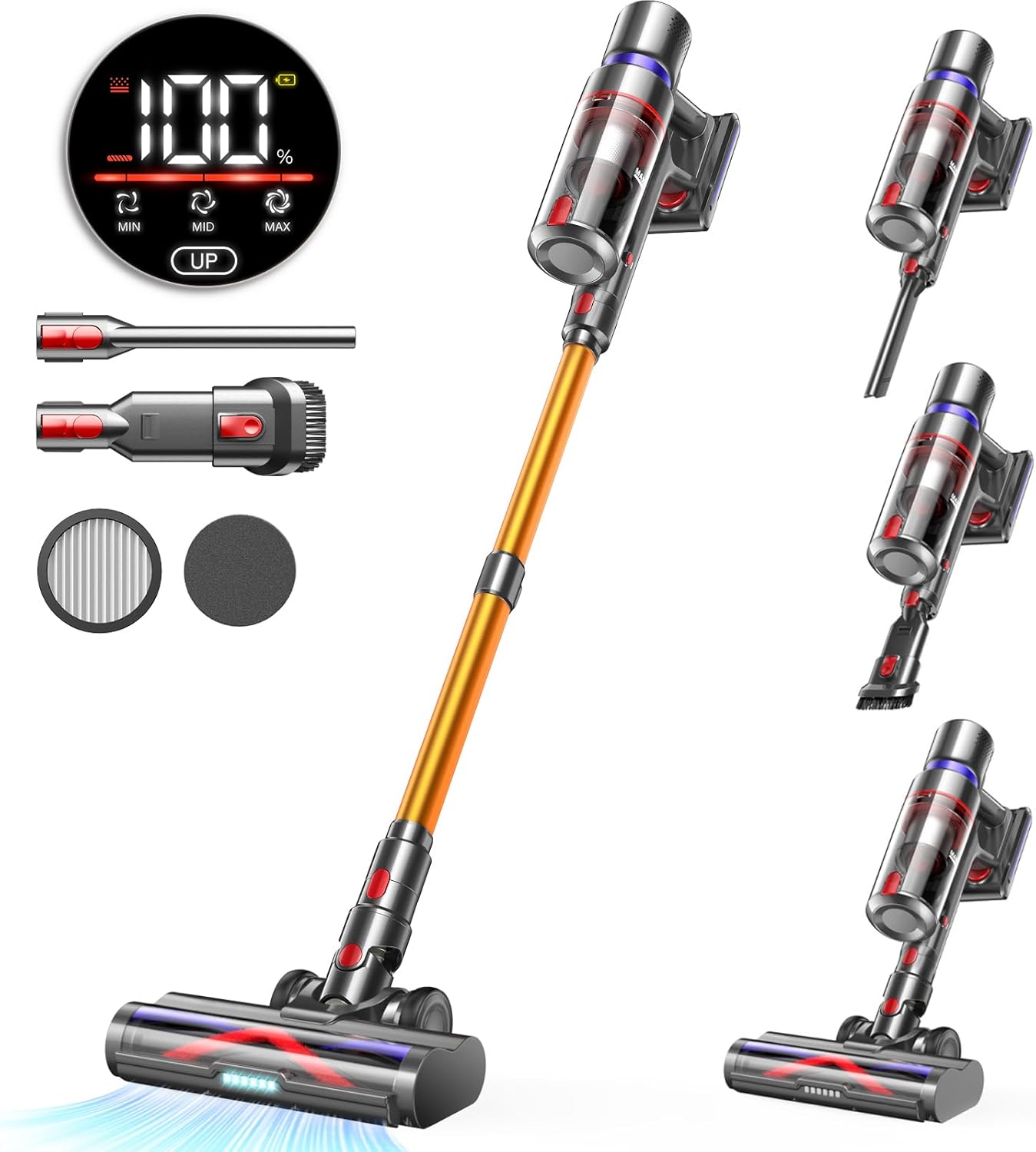 Cordless Vacuum Cleaner, 45Kpa 550W 65Mins Vacuum Cleaners for Home, Stick Vacuum with LED Touch Screen, Anti-tangle Wireless Vacuum, Rechargeable Cordless Vacuum for Pet Hair, Carpet, Hardwood Floor - Image 2