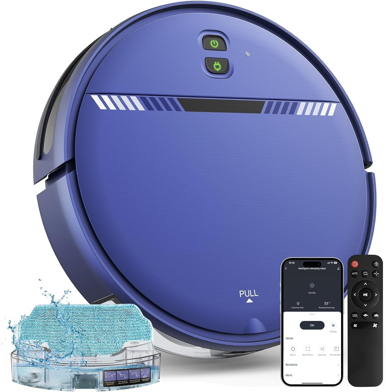 Robot Vacuum and Mop Combo, WiFi/App/Voice, Robotic Vacuum Cleaner with Schedule, 2 in 1 Mopping Robot Vacuum with Water Tank and Dustbin, Self-Charging, Slim, Ideal for Hard Floor, Pet Hair, Carpet - Image 2