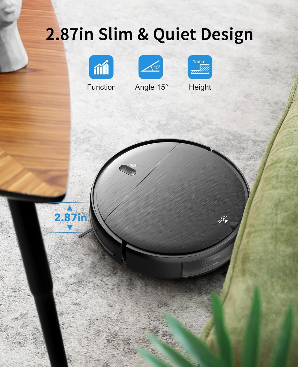 Robot Vacuum and Mop Combo, 2 in 1 Mopping Robot Vacuum Cleaner with Schedule, Wi-Fi/Voice/App, Strong Suction, Ease of Use, Self-Charging Robotic Vacuum, Slim, Ideal for Hard Floor, Pet Hair, Carpet - Image 6