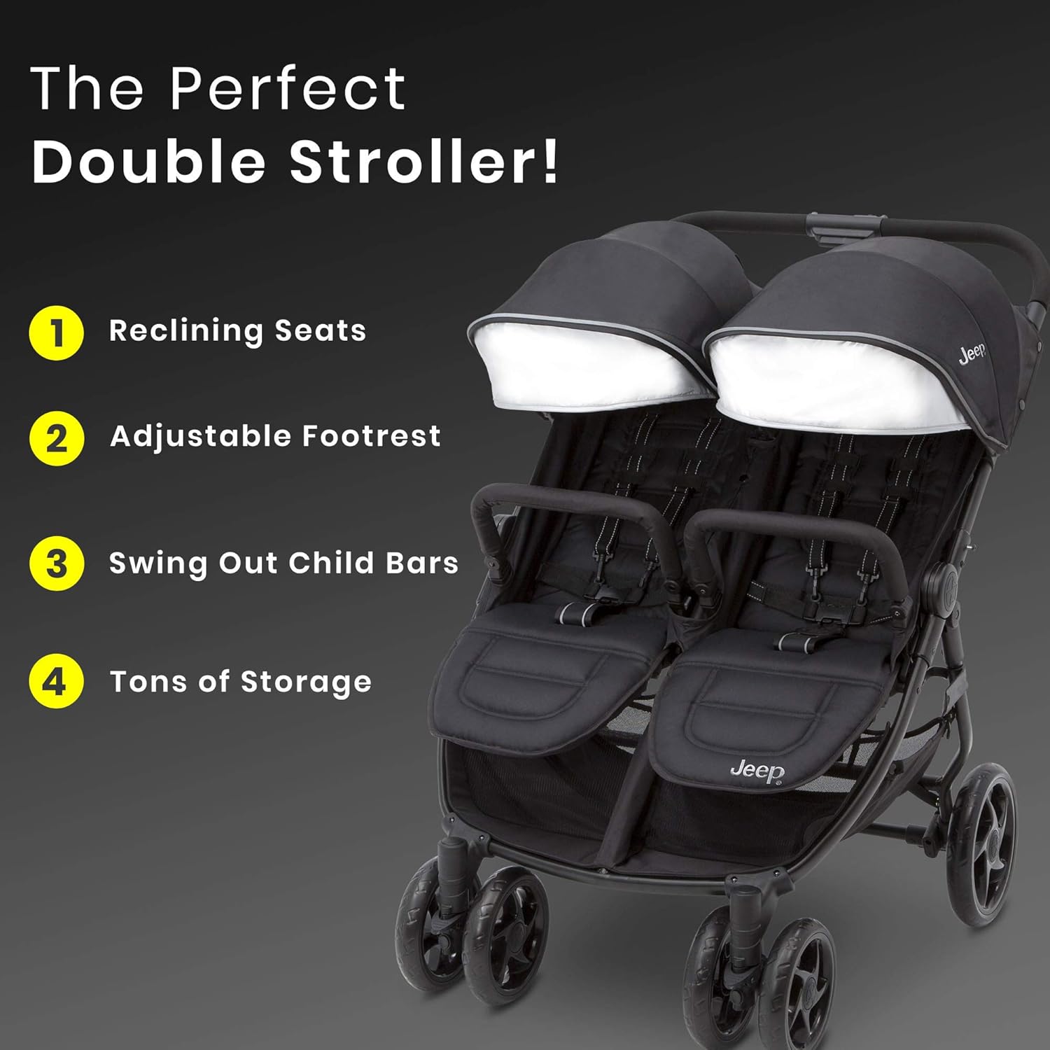Jeep Destination Ultralight Side x Side Double Stroller, Midnight - Image 4