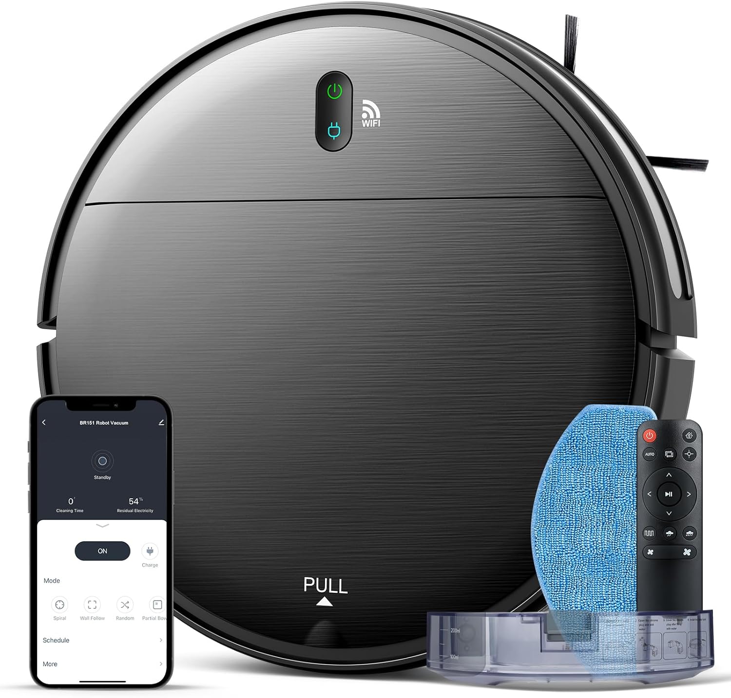 Robot Vacuum and Mop Combo, 2 in 1 Mopping Robot Vacuum Cleaner with Schedule, Wi-Fi/Voice/App, Strong Suction, Ease of Use, Self-Charging Robotic Vacuum, Slim, Ideal for Hard Floor, Pet Hair, Carpet - Image 2