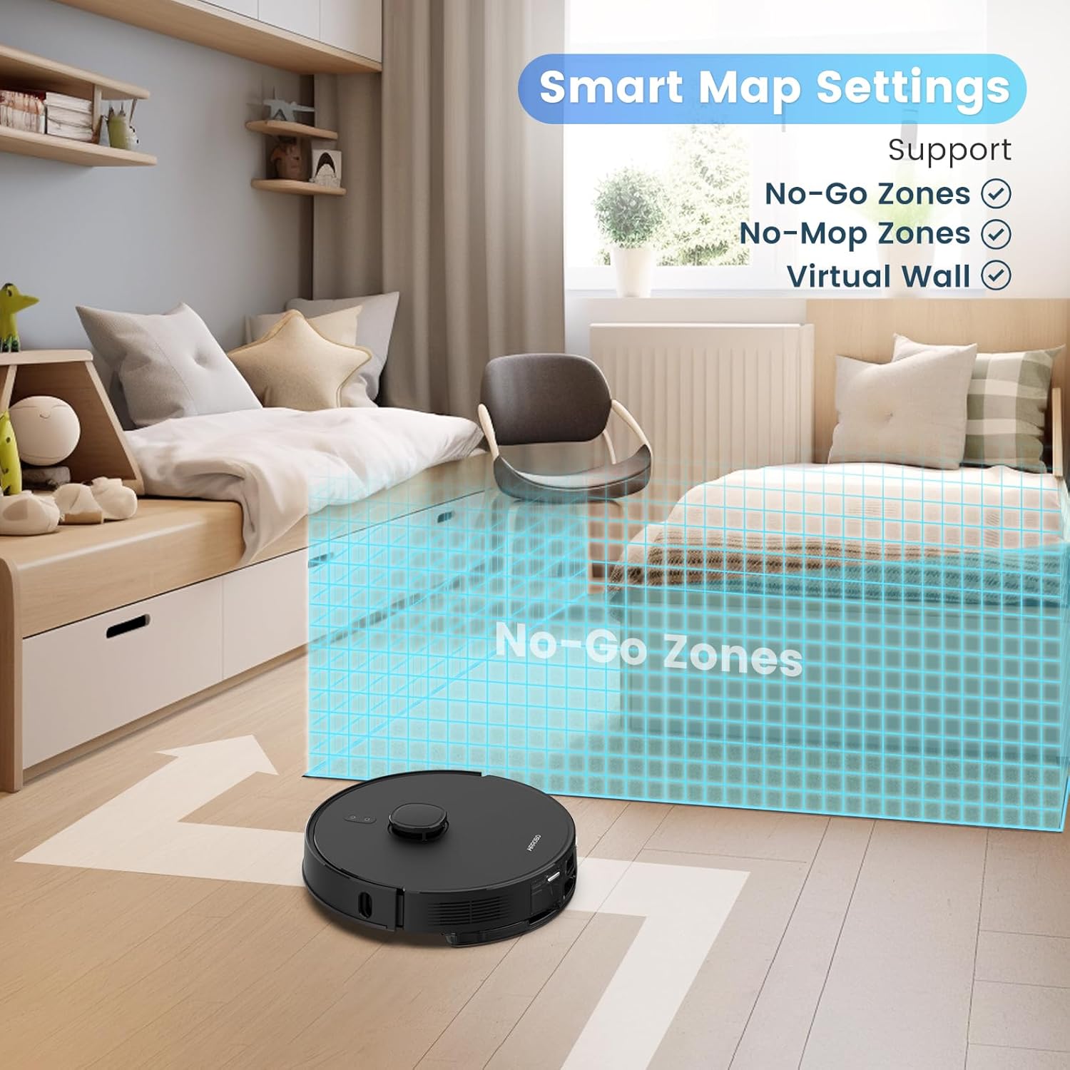 AIRROBO Robot Vacuum and Mop Combo, Self-Emptying, 60-Day Capacity, Home Mapping, Schedule, Wi-Fi/App/Alexa/Remote, 180mins Runtime, T20+ Robotic Vacuum Cleaner for Pet, Hard Floors, Carpet - Image 7