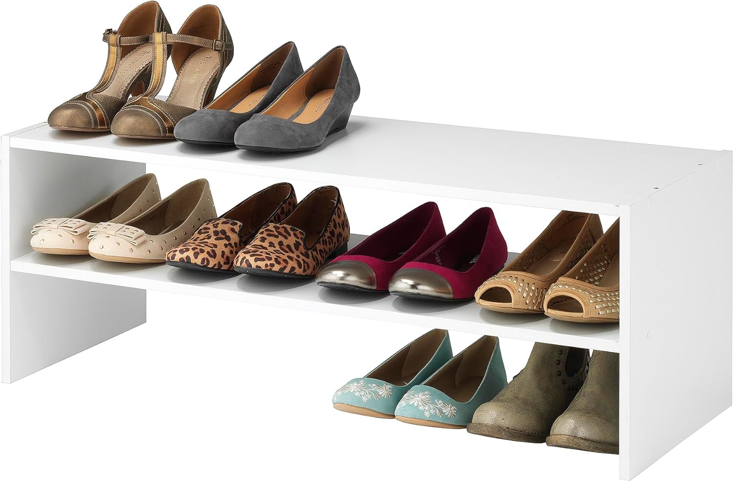 Whitmor Stackable 31" Extra Wide 2-Shelf Storage Organizer, White - Image 2