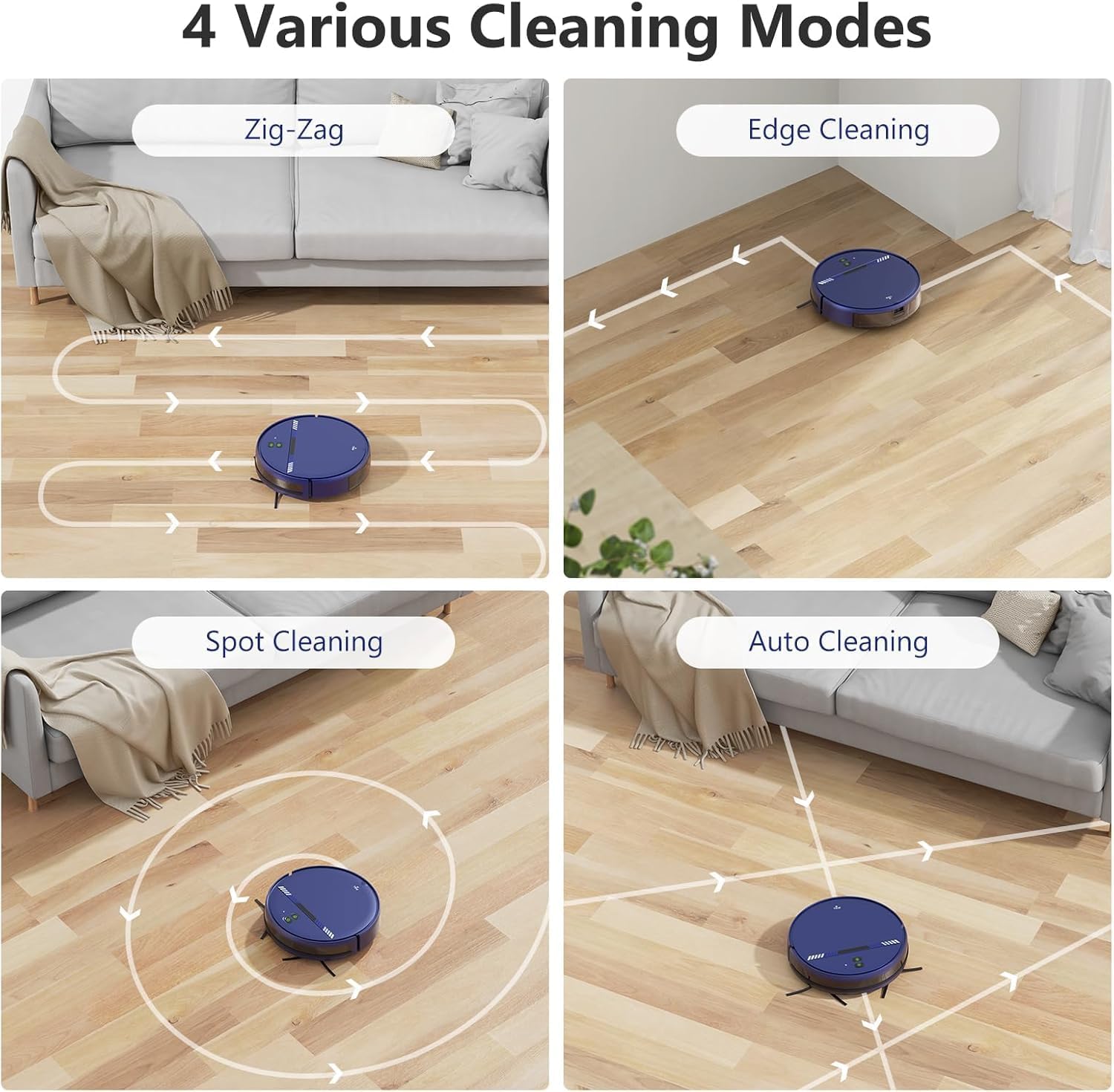 Robot Vacuum and Mop Combo, WiFi/App/Voice, Robotic Vacuum Cleaner with Schedule, 2 in 1 Mopping Robot Vacuum with Water Tank and Dustbin, Self-Charging, Slim, Ideal for Hard Floor, Pet Hair, Carpet - Image 4