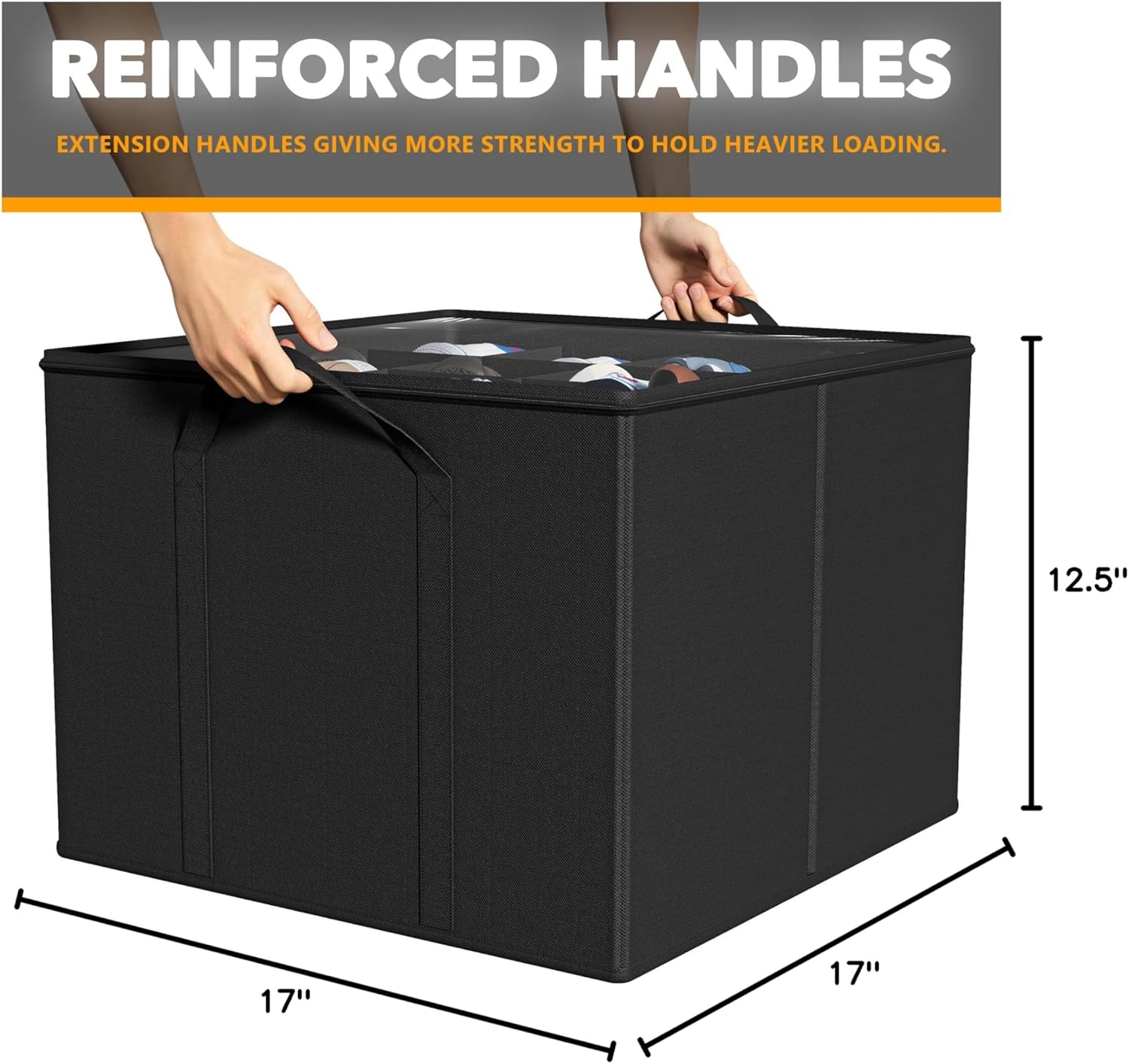 SpaceAid Shoe Organizer for Closet, 2 Pack Foldable Shoe Storage Containers Baskets Boxes Bins w/Adjustable Dividers, Fits 16-32 Pairs, Black - Image 8