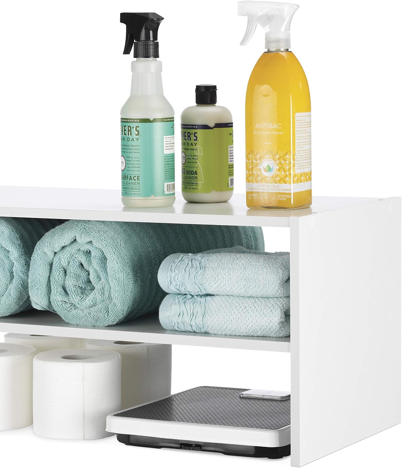 Whitmor Stackable 31" Extra Wide 2-Shelf Storage Organizer, White - Image 6