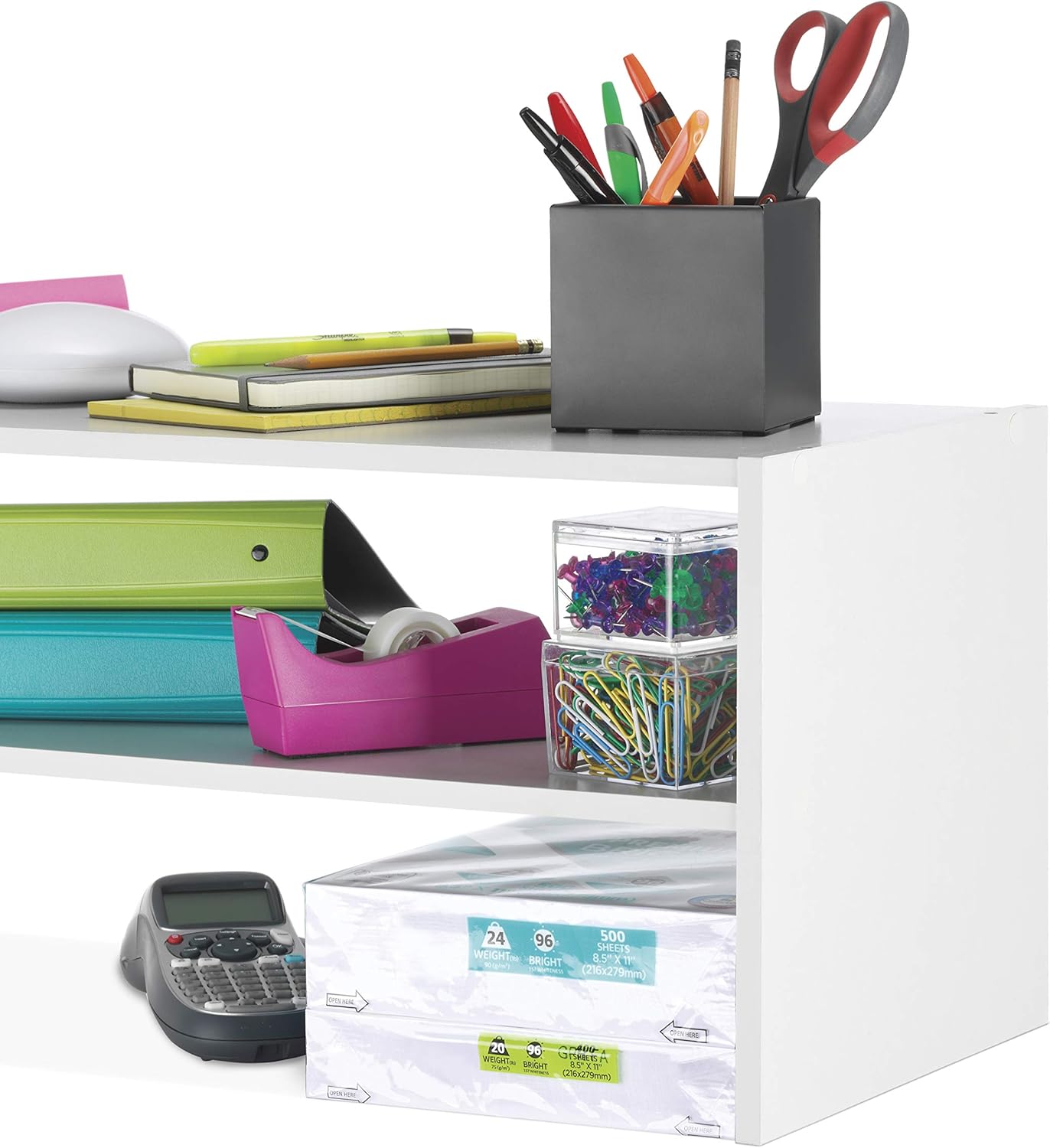 Whitmor Stackable 31" Extra Wide 2-Shelf Storage Organizer, White - Image 7